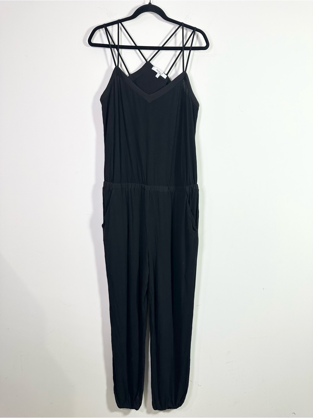 Milly for Design Nation Black Spaghetti Strap V-Neck Jumpsuit
